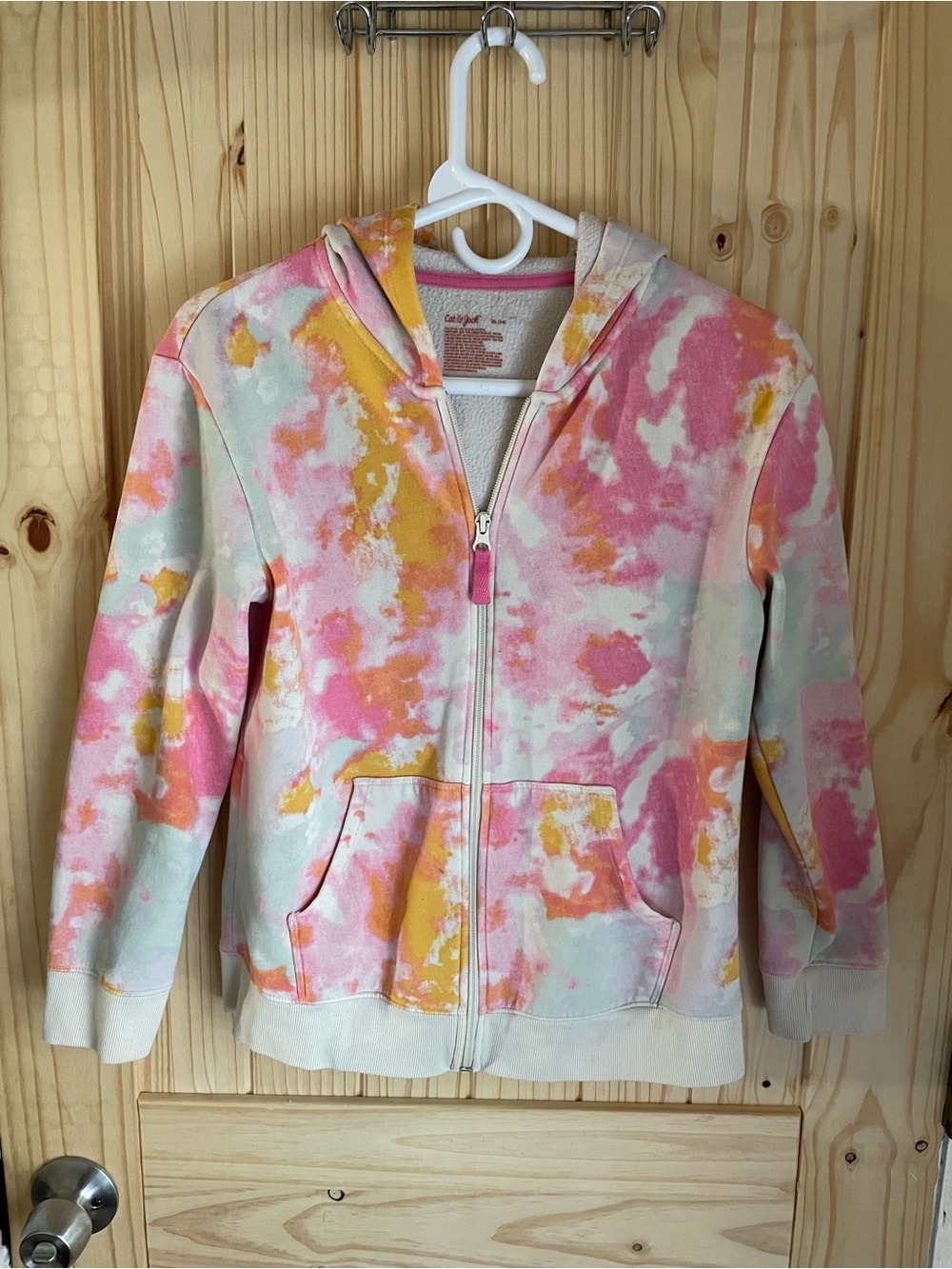 Cat & Jack Pink, Yellow & Cream Tie-Dye Zip Hoodie